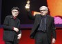 Directors Vittorio and Paolo Taviani hold the Golden Bear award for the best film 'Caesare Deve Morire' ('Caesar Must Die') during the awards ceremony of the 62nd Berlinale International Film Festival in Berlin