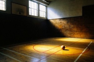 Basketball on Vacant Basketball Court